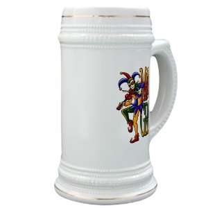 Stein (Glass Drink Mug Cup) Mardi Gras Joker with Fiddle