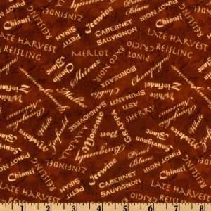  44 Wide Vintage Wine Varieties Brown Fabric By The Yard 