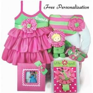  Free Personalization Little Sprout Baby Girl Pink & Green 