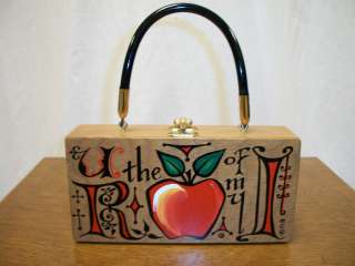Vintage Enid Collins U R the Apple of my I Painted Wood Box Handbag 