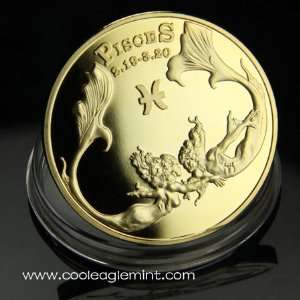  Pisces Cookisland Zodiac Sign 24kt Gold plated Coin 057 