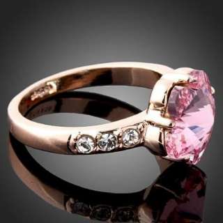 Rose Quartz Swarovski Crystal ARINNA Wedding Band Ring  