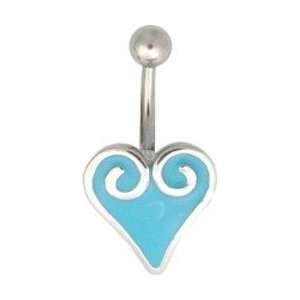  Classic Turquoise Enamel Heart Navel Belly Ring blue NR Jewelry