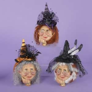  Set of 3 Jacqueline Kent Witch Pumpkin Head Halloween 