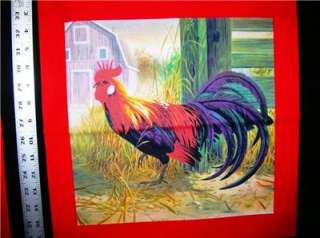 New Rooster Fabric Pillow Panel Farm Country Bird  