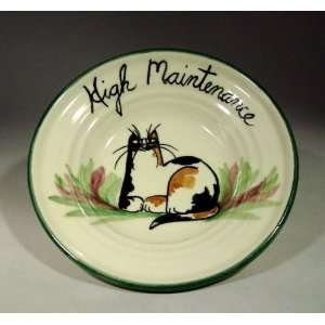 High Maintenance Ceramic Cat Bowl or Plate created by Moonfire Pottery 