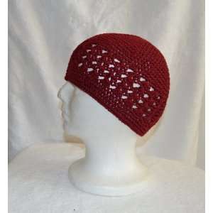  Burgundy Knit Hat   Crochet Beanie Skull Cap Sports 
