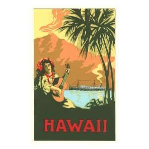  Hawaii, Volcano, Cruise Ship, Woman with Guitar Stretched 