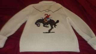 Adorable Western 70s Cowboy vtg Womens Cowichan Sweater M jacket 