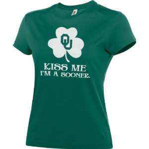   Sooners Womens Green Kiss Me Sooner T Shirt