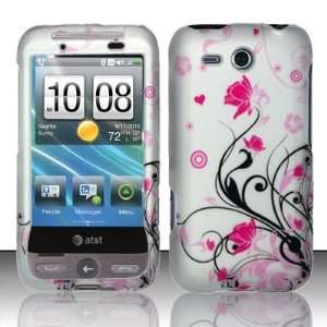  HTC FREESTYLE AT&T Pink FLOWER white HARD COVER CASE 