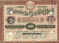 ARGENTINA STOCK BANCO DE CREDITO REAL $5000 VF+1.8.1888  
