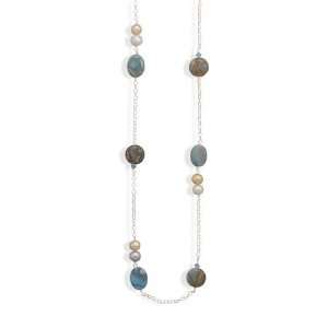  Sterling Silver 34 Inch Cultured Freshwater Pearl and 