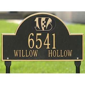 Cincinnati Bengals Black & Gold Personalized Address Plaque with lawn 