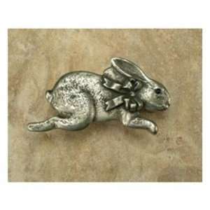  Curiosities Bunny with Bow Pull in Distressed Pewter Matte 
