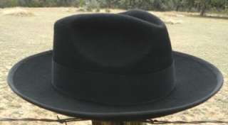 QUALITY Wool Satin Lined Tuxedo ZOOT Fedora Hat Black  