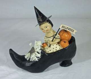 Folk Art Halloween Shoe Witch Figurine Nicol Sayre NEW  