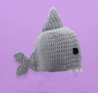 Shark Hat, Gray Crochet Beanie, Send Size Baby   Adult  