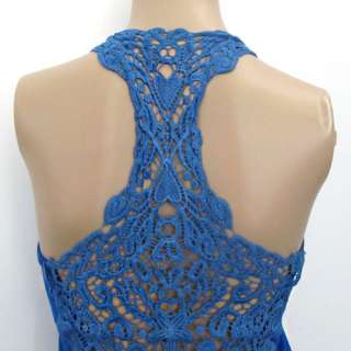 Women Crochet Lace Back Tank Top Sleeveless T shirt Vest Cami Hollow 