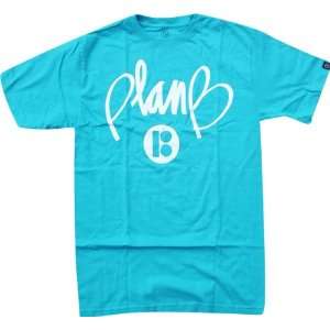 Plan B T Shirt Scrawl [Large] Turquoise  Sports 