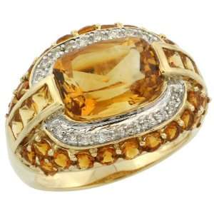  Gold Eye Shape Stone Ring, w/ 4.00 Total Carat Brilliant & Fancy Cut 