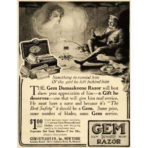 1917 Ad Gem Damaskeene Razor Blades Cutlery Company   Original Print 