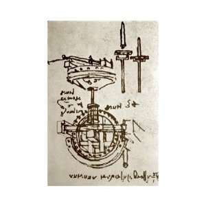 Leonardo Da Vinci   Mechanical Drawings No. 3 Giclee 
