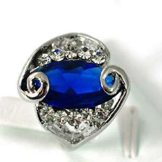   14K GP Faceted Blue Sapphire Gemstone CZ Ring Vogue Jewelry  