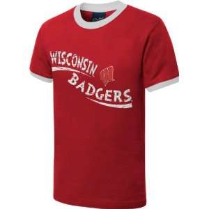   Badgers Youth Red Scattershot Ringer T Shirt