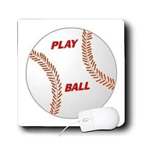   Sports   Baseball With Play Ball In Red   Mouse Pads Electronics