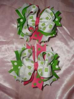 LARGE CUSTOM BOUTIQUE PAGEANT HAIR BOW SPRING FROGGY  
