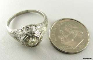 Antique .54ct Euro DIAMOND Engagement RING   Platinum  