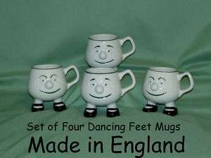 SET/4 Dancing Feet Mugs~Cute Mugs made in England~New  
