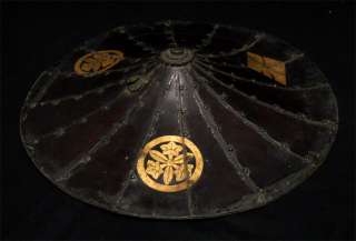 Edo antique Iron Jingasa like Kabuto 3 Kamons samurai helmet armor 