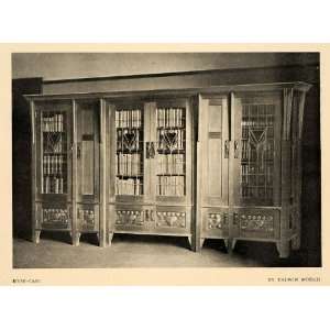   Morris Carved Wood Bookcase   Original Halftone Print