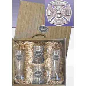  Firefighter Emblem Deluxe Boxed Beer Glass Set