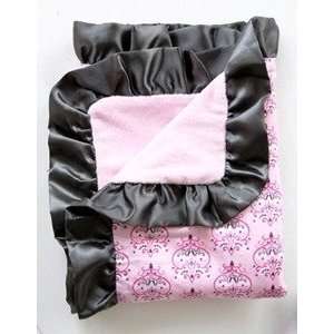  Pink Damask Ruffle Blanket 