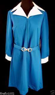 CLASSIC VINTAGE DEADSTOCK 1960S ROYAL BLUE KNIT DRESS  