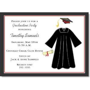  Red Graduation Cap And Gown Party Invitations Health 