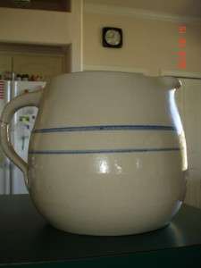 LARGE VINTAGE STONEWARE WATER MILK PITCHER  