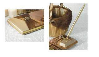 Wedding Bronze Garter / Guest Book / Pen / Flower Basket /Ring Pillow 