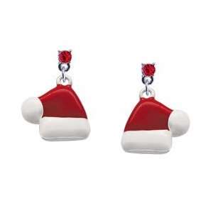  Santas Hat Red Swarovski Post Charm Earrings [Jewelry 