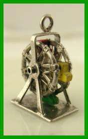 Vintage STERLING Silver 40s FERRIS WHEEL Charm SPINS  