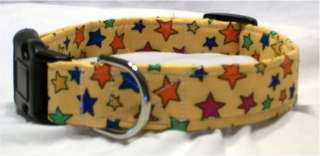 Yellow colorful stars designer dog collar cotton  