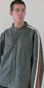 WOW DANIER LEATHER GRAY MOTORCYCLE EXTRA LONG SLEEVE BIG MANS JACKET 
