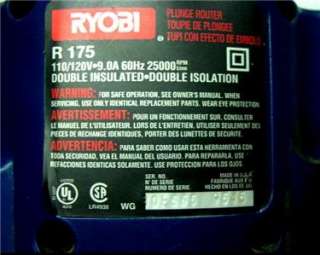 RYOBI PLUNGE ROUTER POWER TOOL 1 3/4 HP R175  