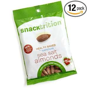 Snacktrition Sea Salt Almonds with Calcium, 3 Ounce Packages (Pack of 