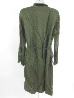 HANNOH Dark Green Button Up Belted Pocket Dress Sz 38  