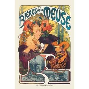   Bieres de le Meuse   Poster by Alphonse Mucha (12x18)