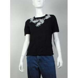  NEW ALFRED DUNNER WOMENS SHORT SLEEVES BLOUSE BLACK TOP PM 